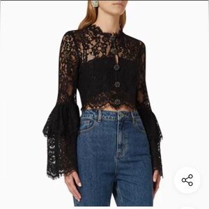 Self-Portrait Black Lace Top Size 4